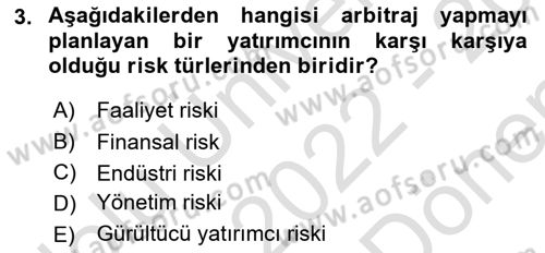 Menkul Kıymet Yatırımları Dersi 2022 - 2023 Yılı (Final) Dönem Sonu Sınav Soruları 3. Soru