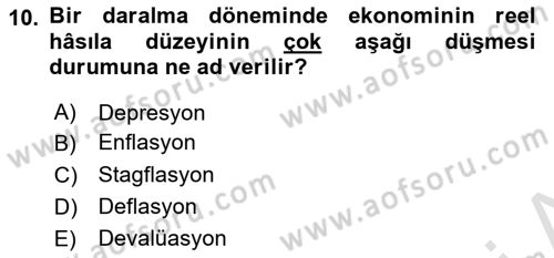 Menkul Kıymet Yatırımları Dersi 2023 - 2024 Yılı (Vize) Ara Sınav Soruları 10. Soru