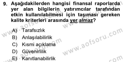 Menkul Kıymet Yatırımları Dersi 2023 - 2024 Yılı (Vize) Ara Sınav Soruları 9. Soru