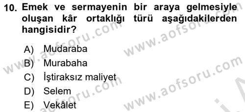 Menkul Kıymet Yatırımları Dersi 2023 - 2024 Yılı (Final) Dönem Sonu Sınav Soruları 10. Soru