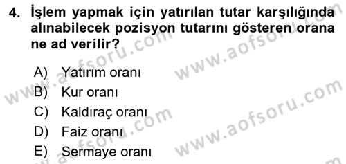 Menkul Kıymet Yatırımları Dersi 2023 - 2024 Yılı (Final) Dönem Sonu Sınav Soruları 4. Soru