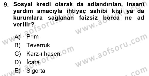 Menkul Kıymet Yatırımları Dersi 2023 - 2024 Yılı (Final) Dönem Sonu Sınav Soruları 9. Soru