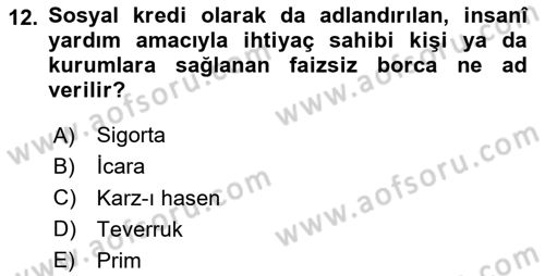 Menkul Kıymet Yatırımları Dersi 2023 - 2024 Yılı Yaz Okulu Sınav Soruları 12. Soru
