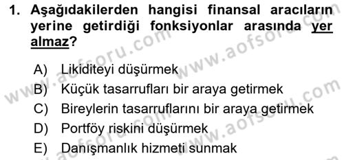 Menkul Kıymet Yatırımları Dersi Ara Sınavı Deneme Sınav Soruları 1. Soru