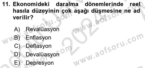 Menkul Kıymet Yatırımları Dersi 2024 - 2025 Yılı (Vize) Ara Sınav Soruları 11. Soru