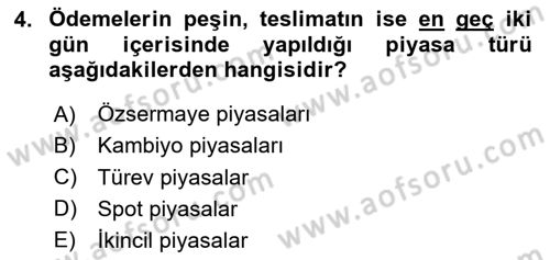 Menkul Kıymet Yatırımları Dersi Ara Sınavı Deneme Sınav Soruları 4. Soru