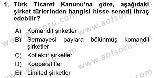 Menkul Kıymet Yatırımları Dersi 2024 - 2025 Yılı (Final) Dönem Sonu Sınav Soruları 1. Soru