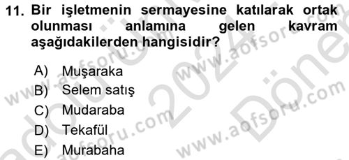 Menkul Kıymet Yatırımları Dersi 2024 - 2025 Yılı (Final) Dönem Sonu Sınav Soruları 11. Soru