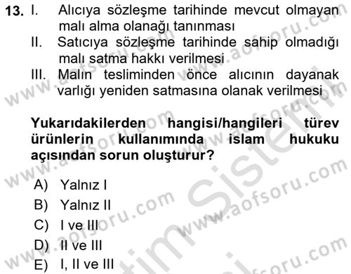 Menkul Kıymet Yatırımları Dersi 2024 - 2025 Yılı (Final) Dönem Sonu Sınav Soruları 13. Soru