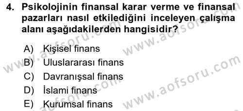 Menkul Kıymet Yatırımları Dersi 2024 - 2025 Yılı (Final) Dönem Sonu Sınav Soruları 4. Soru