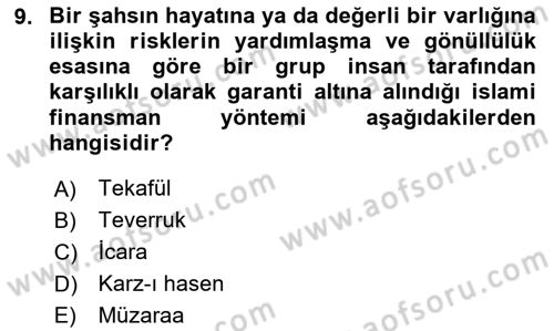 Menkul Kıymet Yatırımları Dersi 2024 - 2025 Yılı (Final) Dönem Sonu Sınav Soruları 9. Soru
