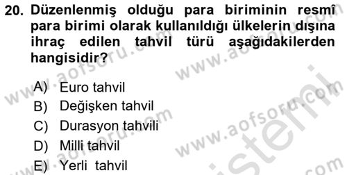 Menkul Kıymet Yatırımları Dersi 2024 - 2025 Yılı Yaz Okulu Sınav Soruları 20. Soru