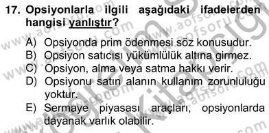 Türev Araçlar Dersi 2012 - 2013 Yılı (Vize) Ara Sınav Soruları 17. Soru
