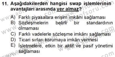 Türev Araçlar Dersi 2012 - 2013 Yılı (Final) Dönem Sonu Sınav Soruları 11. Soru