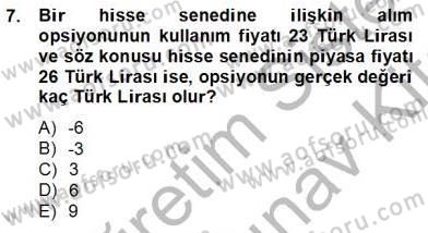 Türev Araçlar Dersi 2012 - 2013 Yılı (Final) Dönem Sonu Sınav Soruları 7. Soru