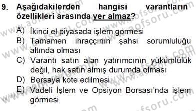 Türev Araçlar Dersi 2012 - 2013 Yılı (Final) Dönem Sonu Sınav Soruları 9. Soru