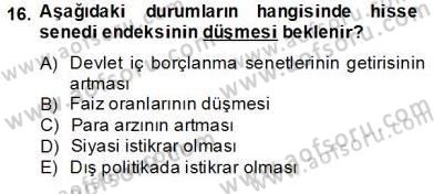 Türev Araçlar Dersi 2013 - 2014 Yılı Tek Ders Sınav Soruları 16. Soru