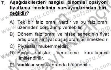 Türev Araçlar Dersi 2013 - 2014 Yılı Tek Ders Sınav Soruları 7. Soru