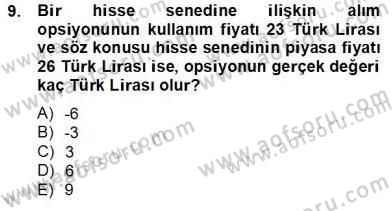 Türev Araçlar Dersi 2013 - 2014 Yılı Tek Ders Sınav Soruları 9. Soru