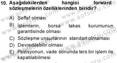 Türev Araçlar Dersi 2014 - 2015 Yılı (Vize) Ara Sınav Soruları 10. Soru