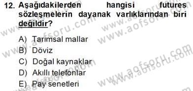 Türev Araçlar Dersi 2014 - 2015 Yılı (Vize) Ara Sınav Soruları 12. Soru