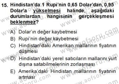 Türev Araçlar Dersi 2014 - 2015 Yılı (Final) Dönem Sonu Sınav Soruları 15. Soru