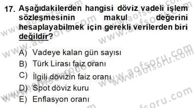 Türev Araçlar Dersi 2014 - 2015 Yılı (Final) Dönem Sonu Sınav Soruları 17. Soru