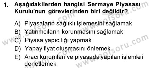 Türev Araçlar Dersi 2014 - 2015 Yılı Tek Ders Sınav Soruları 1. Soru