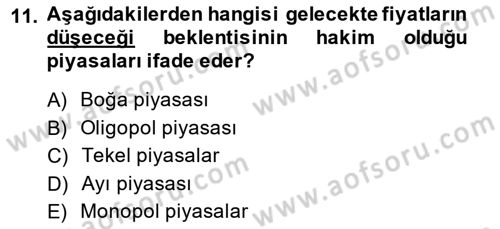 Türev Araçlar Dersi 2014 - 2015 Yılı Tek Ders Sınav Soruları 11. Soru