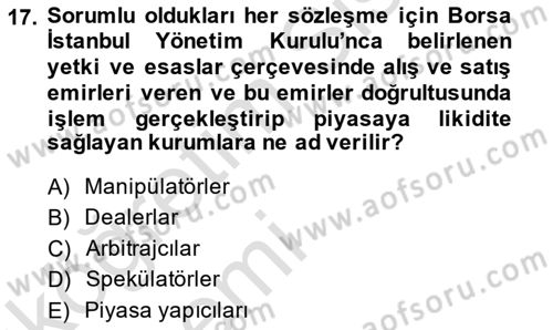 Türev Araçlar Dersi 2014 - 2015 Yılı Tek Ders Sınav Soruları 17. Soru