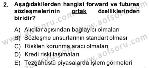 Türev Araçlar Dersi 2014 - 2015 Yılı Tek Ders Sınav Soruları 2. Soru