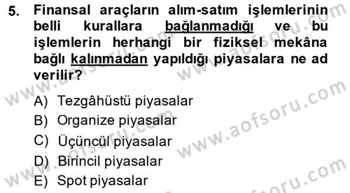 Türev Araçlar Dersi 2014 - 2015 Yılı Tek Ders Sınav Soruları 5. Soru