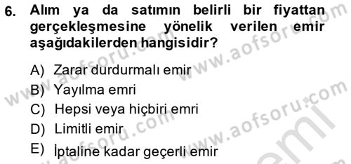 Türev Araçlar Dersi 2014 - 2015 Yılı Tek Ders Sınav Soruları 6. Soru