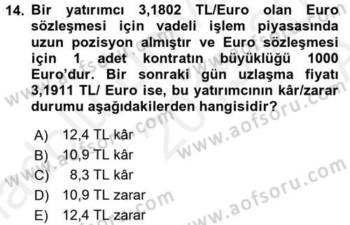 Türev Araçlar Dersi 2015 - 2016 Yılı (Vize) Ara Sınav Soruları 14. Soru