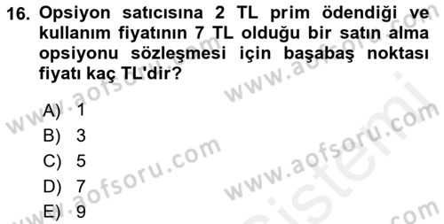 Türev Araçlar Dersi 2015 - 2016 Yılı (Vize) Ara Sınav Soruları 16. Soru