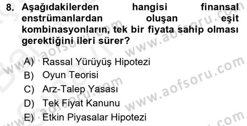 Türev Araçlar Dersi 2015 - 2016 Yılı (Vize) Ara Sınav Soruları 8. Soru