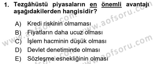 Türev Araçlar Dersi 2015 - 2016 Yılı Tek Ders Sınav Soruları 1. Soru