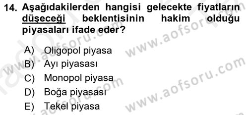 Türev Araçlar Dersi 2015 - 2016 Yılı Tek Ders Sınav Soruları 14. Soru