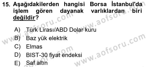 Türev Araçlar Dersi 2015 - 2016 Yılı Tek Ders Sınav Soruları 15. Soru