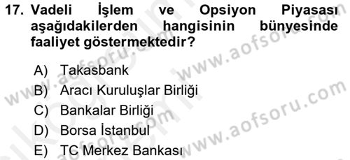 Türev Araçlar Dersi 2015 - 2016 Yılı Tek Ders Sınav Soruları 17. Soru