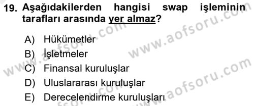 Türev Araçlar Dersi 2015 - 2016 Yılı Tek Ders Sınav Soruları 19. Soru