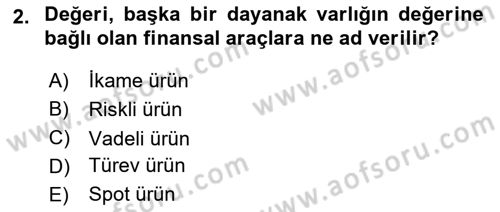 Türev Araçlar Dersi 2015 - 2016 Yılı Tek Ders Sınav Soruları 2. Soru