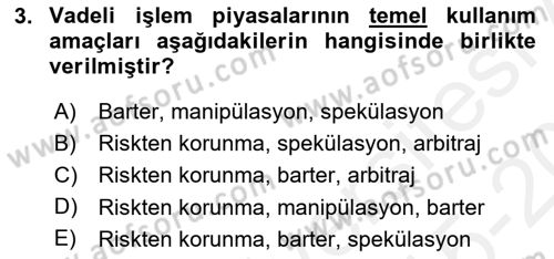 Türev Araçlar Dersi 2015 - 2016 Yılı Tek Ders Sınav Soruları 3. Soru