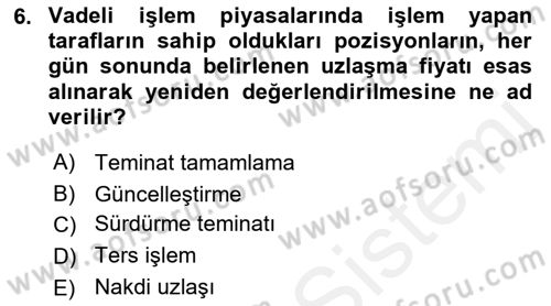 Türev Araçlar Dersi 2015 - 2016 Yılı Tek Ders Sınav Soruları 6. Soru