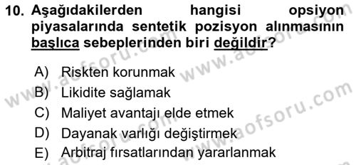 Türev Araçlar Dersi 2016 - 2017 Yılı 3 Ders Sınav Soruları 10. Soru