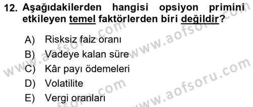 Türev Araçlar Dersi 2016 - 2017 Yılı 3 Ders Sınav Soruları 12. Soru
