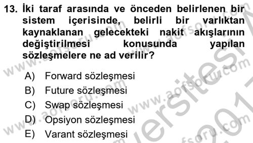Türev Araçlar Dersi 2016 - 2017 Yılı 3 Ders Sınav Soruları 13. Soru