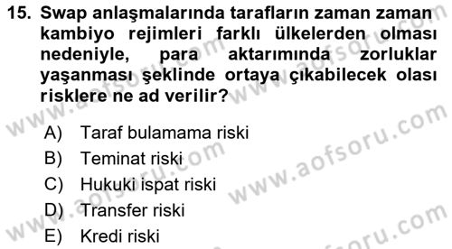 Türev Araçlar Dersi 2016 - 2017 Yılı 3 Ders Sınav Soruları 15. Soru