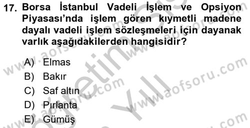 Türev Araçlar Dersi 2016 - 2017 Yılı 3 Ders Sınav Soruları 17. Soru