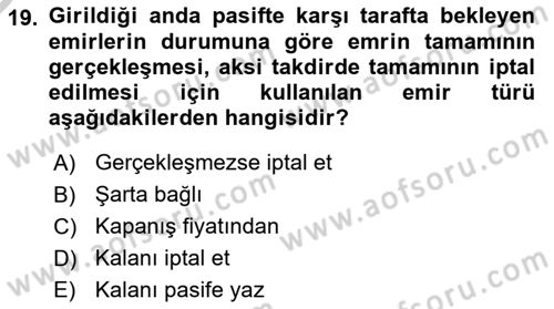 Türev Araçlar Dersi 2016 - 2017 Yılı 3 Ders Sınav Soruları 19. Soru